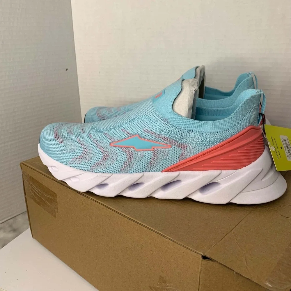 New Girl's Big Kids Avia Easy On Off Memory Foam Athletic Shoes Teal Pink Size 6